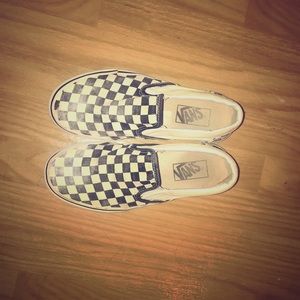 Checkered slip on vans